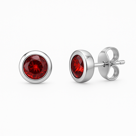 Classic Ruby Silver Studs