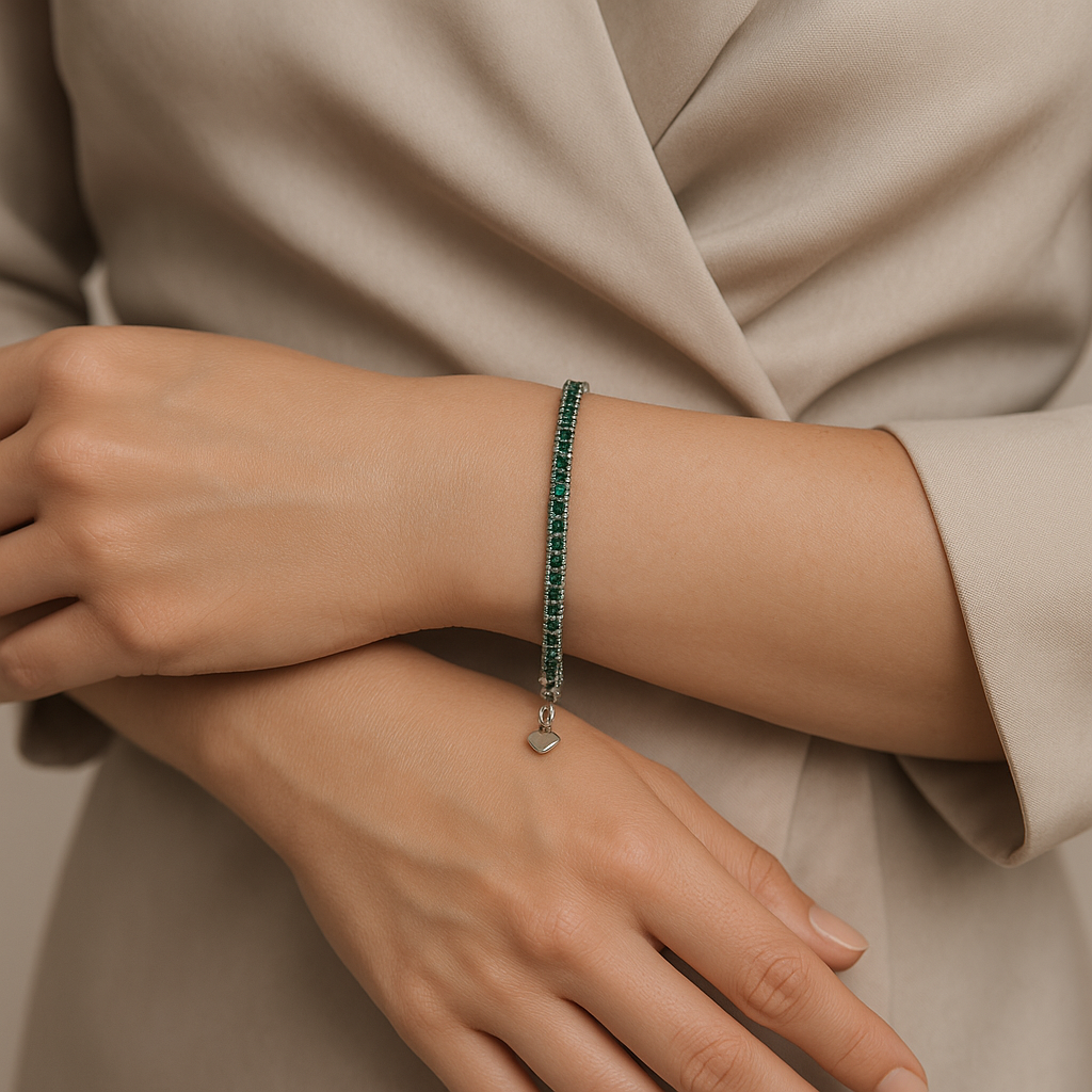 Green Gleam Tennis Bracelet - MIOR JEWELS