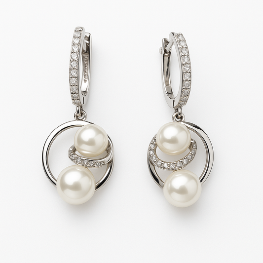 Double Pearl Drop Earrings - MIOR JEWELS