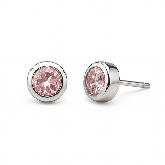 Classic Pink Silver Studs - MIOR JEWELS