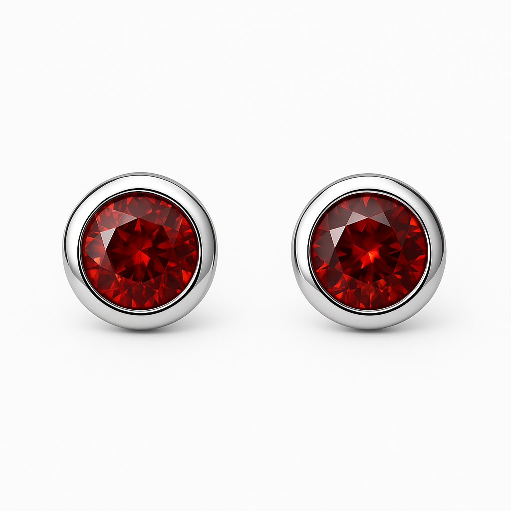 Classic Ruby Silver Studs