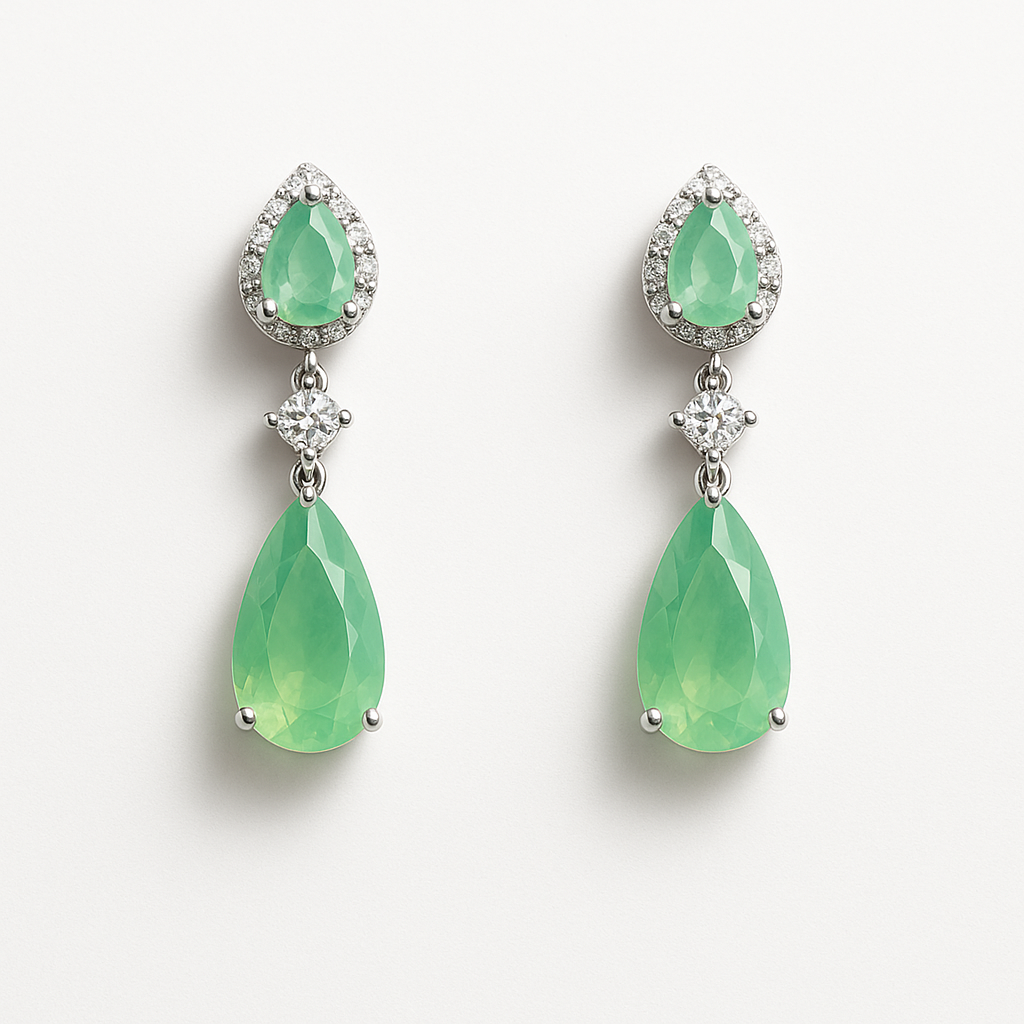 Mint Dew Drops Earrings and Pendant Set