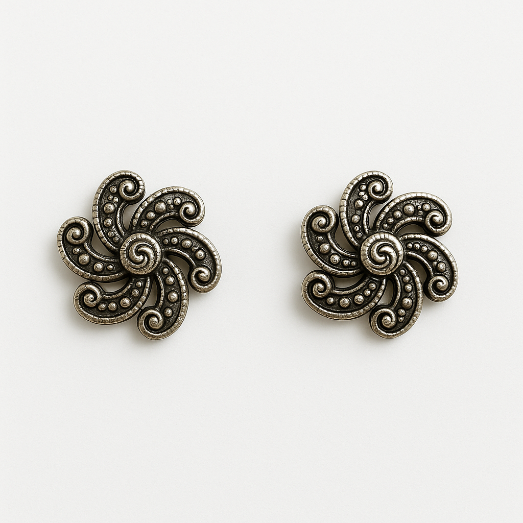 Oxidized Flower Earring with Pendant - MIOR JEWELS