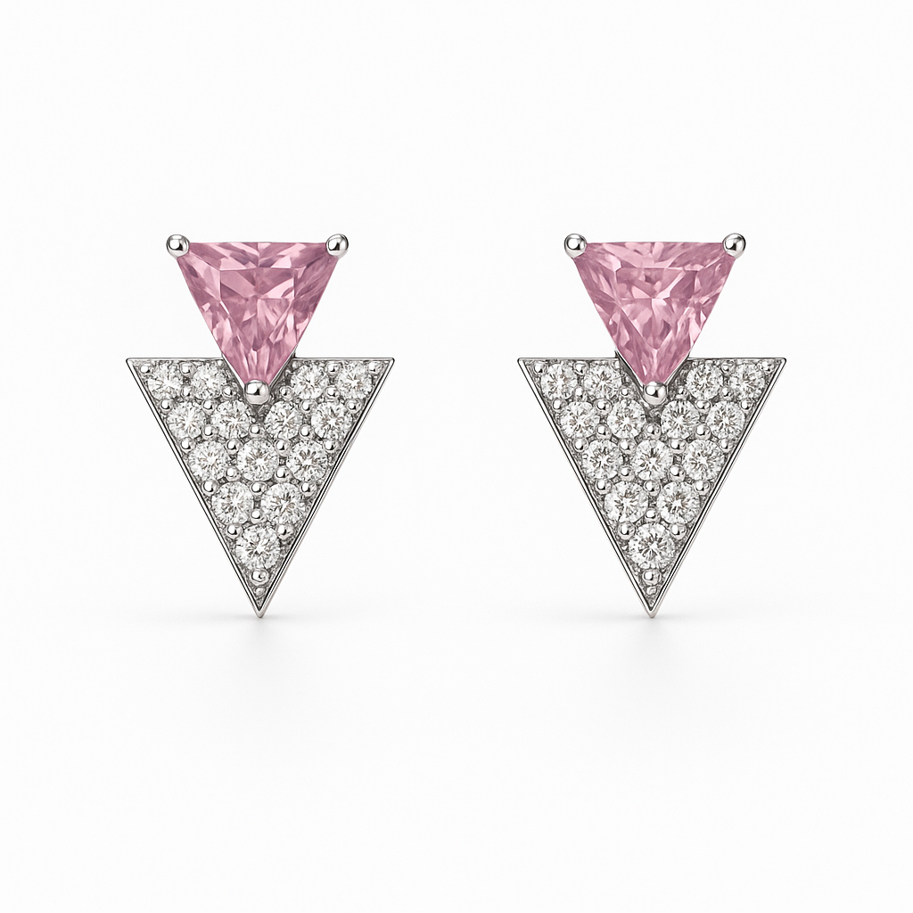 Pink Aura Studs and Pendant Set