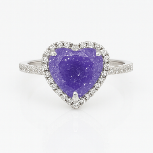 Lavender Heart Ice Solitaire Ring - MIOR JEWELS
