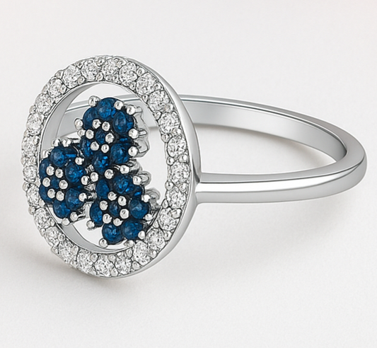 Blue Halo Silver Ring - MIOR JEWELS