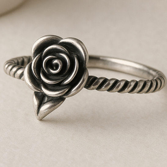 Antique Rose Oxidized Ring - MIOR JEWELS
