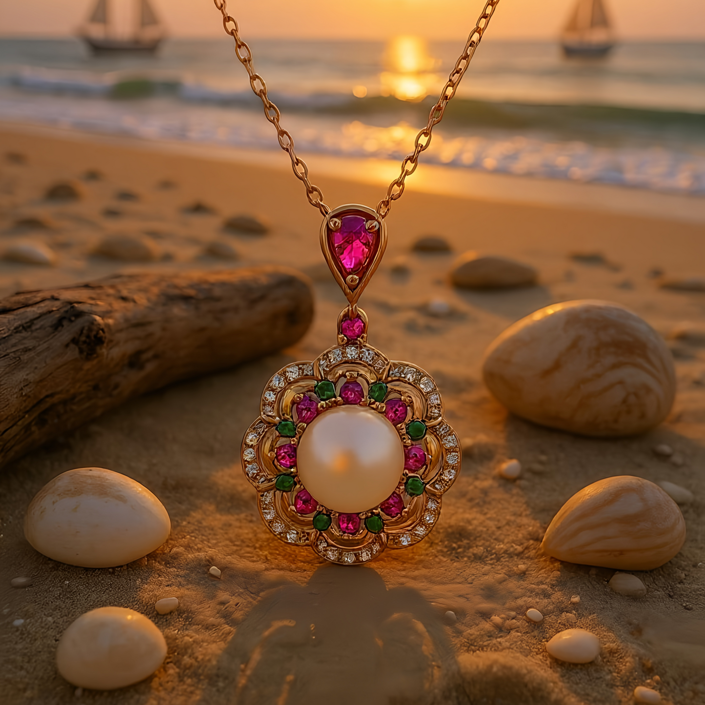 Royal Pearl Rose Gold Chain Pendant