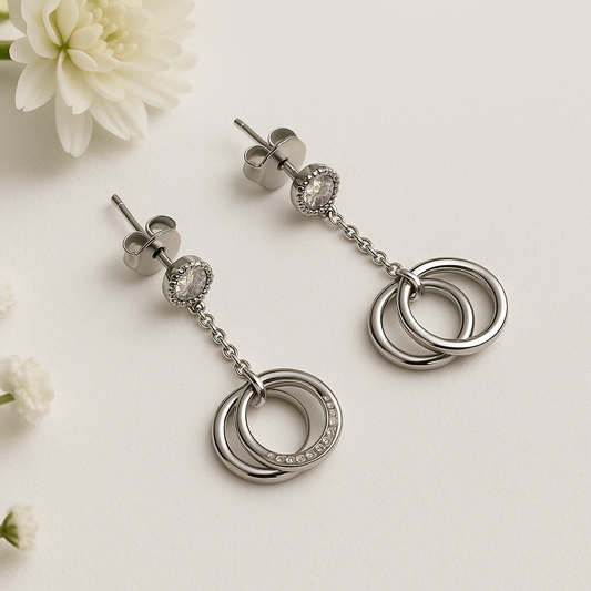 Double Halo Drops Earrings - MIOR JEWELS