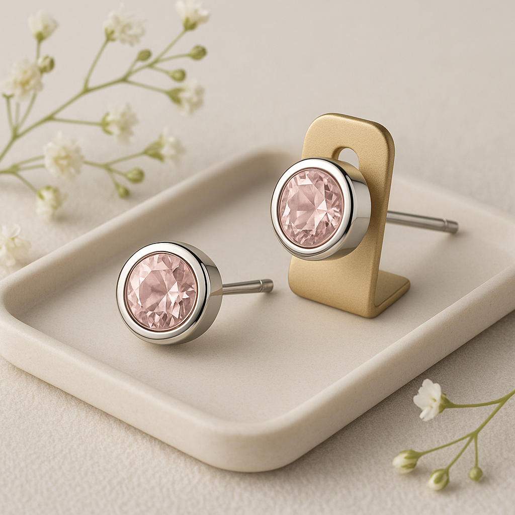 Classic Pink Silver Studs - MIOR JEWELS