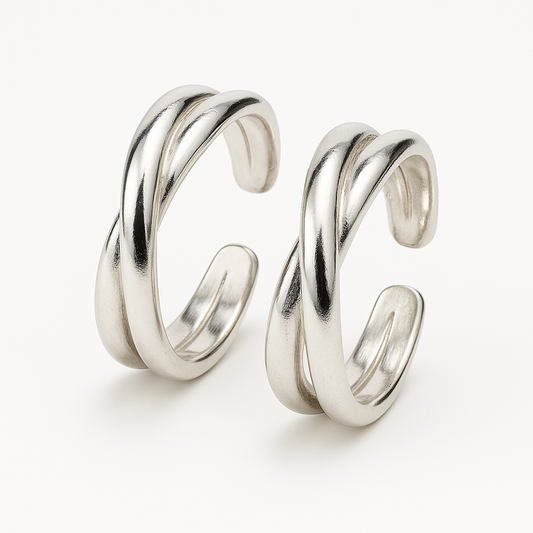 Silver Dune Toe Rings Pair