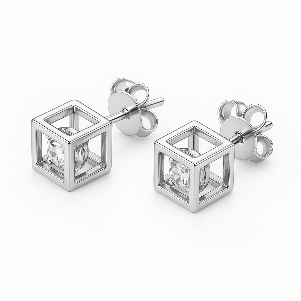 Crystal Cube Studs - MIOR JEWELS