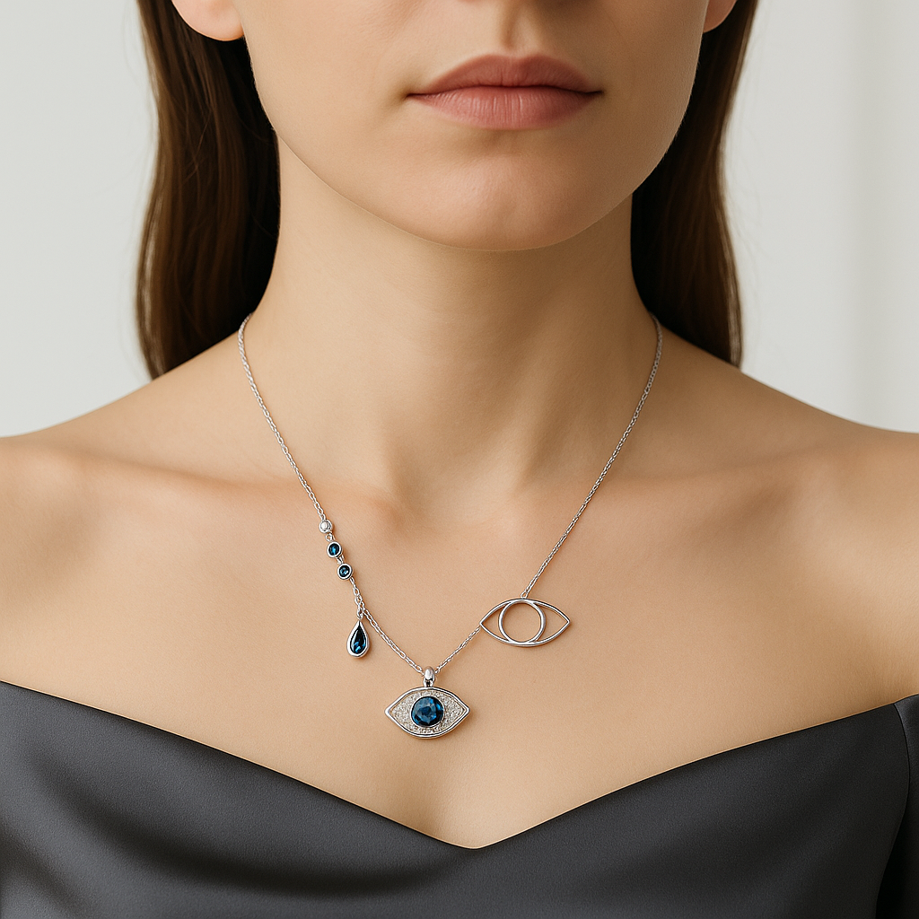 Evil Eye Rose Gold Chain Pendant - MIOR JEWELS