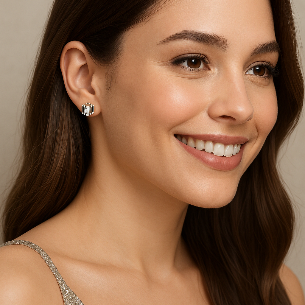Crystal Cube Studs - MIOR JEWELS