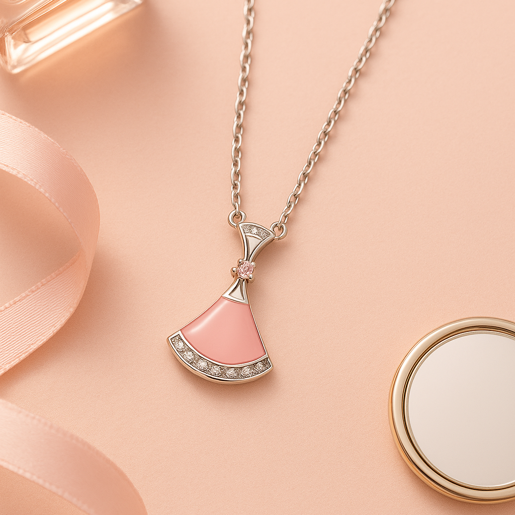 Pink Pearl Prism Chain Pendant - MIOR JEWELS