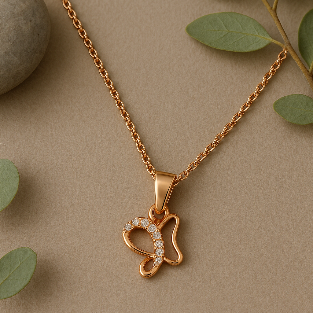 Delicate Wings Rose Gold Chain Pendant - MIOR JEWELS