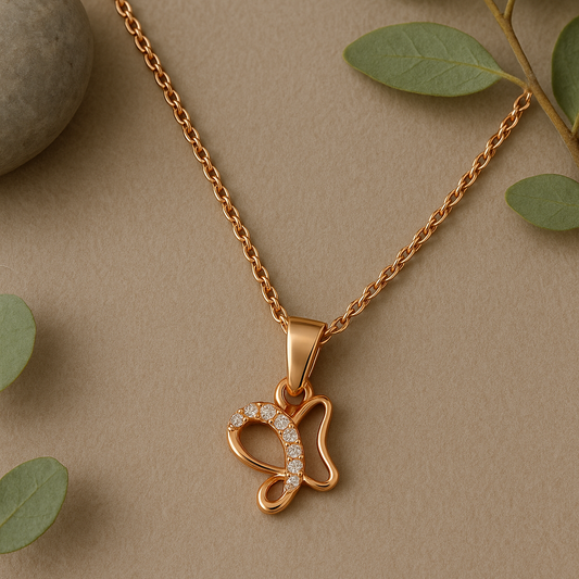 Delicate Wings Rose Gold Chain Pendant - MIOR JEWELS