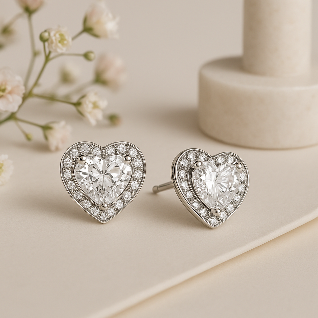 Heart Gem Studs - MIOR JEWELS