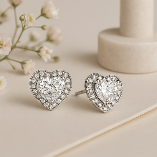 Heart Gem Studs - MIOR JEWELS