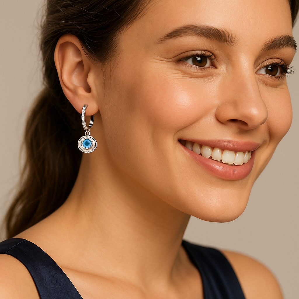 Evil Eye Charm Hoop Earrings - MIOR JEWELS