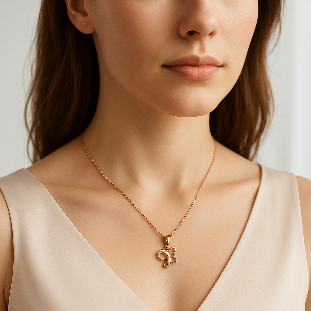 Delicate Wings Rose Gold Chain Pendant - MIOR JEWELS