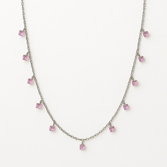 Pink Square Chain Pendant - MIOR JEWELS