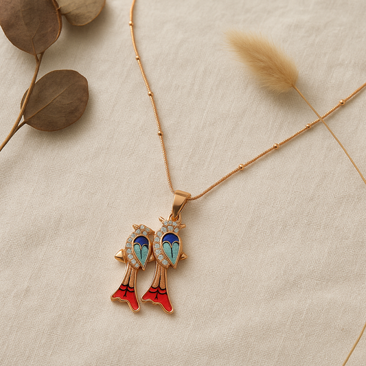 Colourful Parrot Rose Gold Pendant - MIOR JEWELS