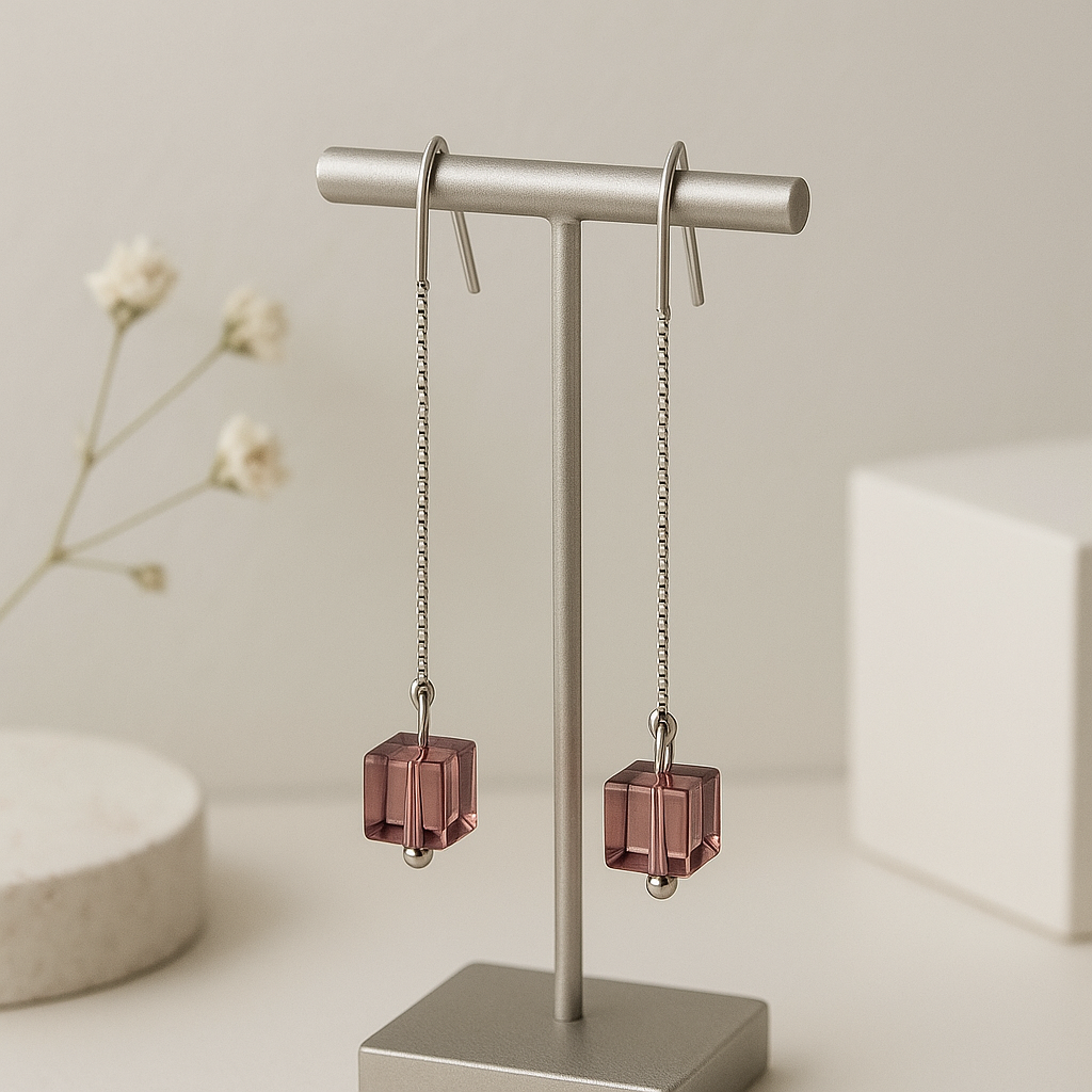 Wine Drop Threader Earrings