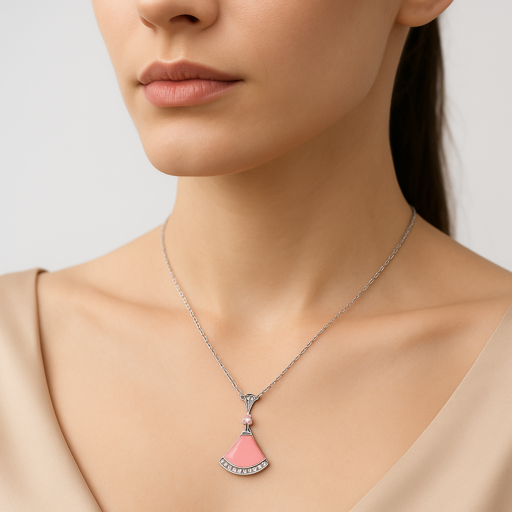 Pink Pearl Prism Chain Pendant - MIOR JEWELS
