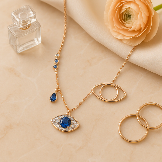 Evil Eye Rose Gold Chain Pendant - MIOR JEWELS