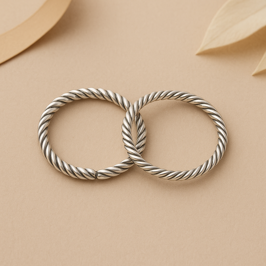 Classic Silver Spiral Toe Rings Pair