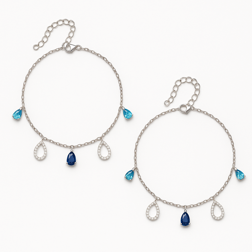 Aqua Drops Anklets Pair - MIOR JEWELS