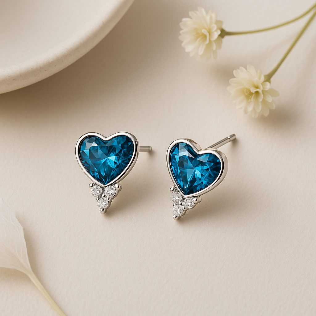 Ocean Heart Studs - MIOR JEWELS