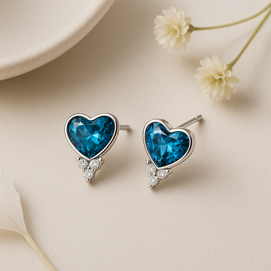 Ocean Heart Studs - MIOR JEWELS