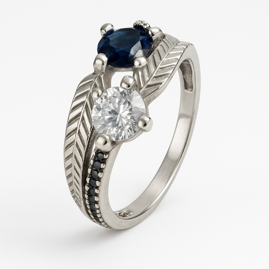 Dual Solitaire Silver Ring - MIOR JEWELS