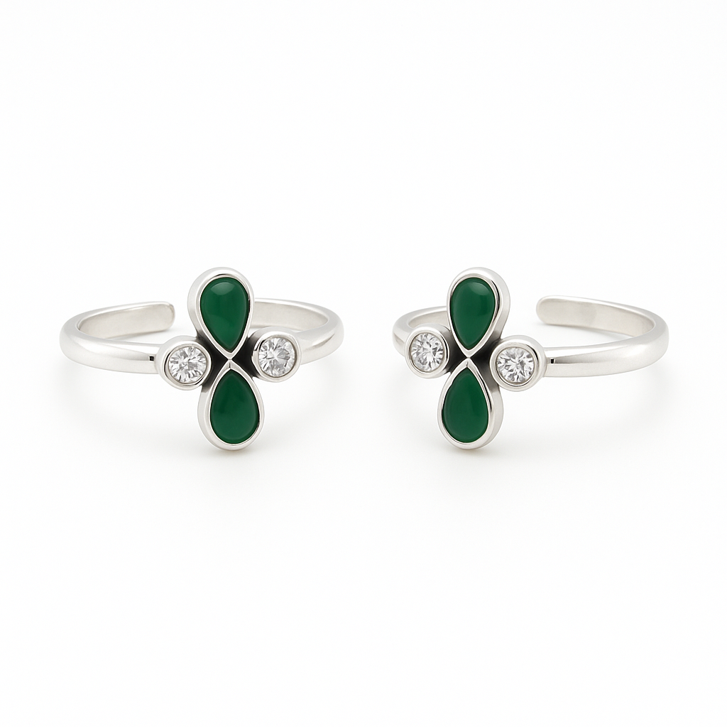 Green Enchantment Toe Rings Pair - MIOR JEWELS