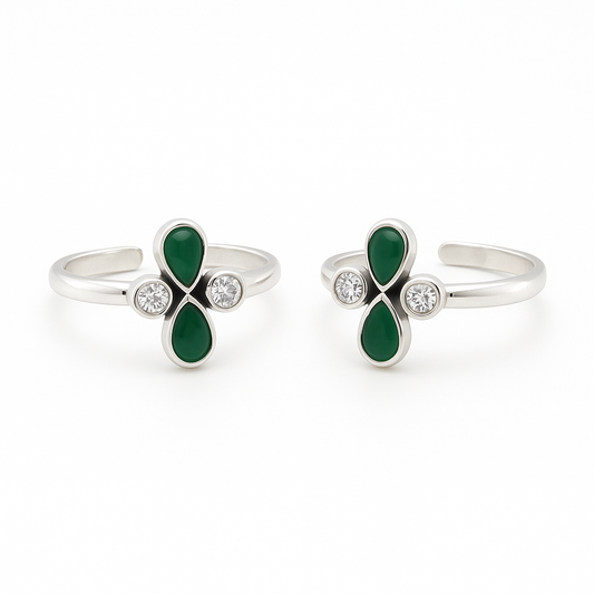 Green Enchantment Toe Rings Pair - MIOR JEWELS