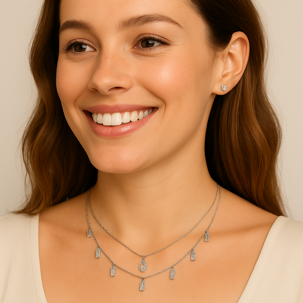 Crystal Eye Charm Necklace with Earrings - MIOR JEWELS