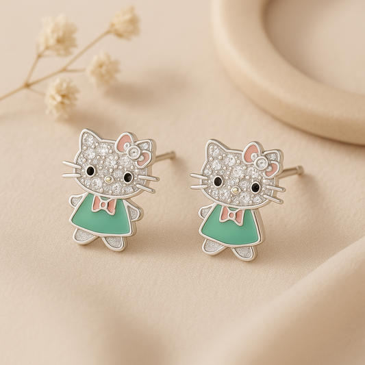 Crystal Cat Studs - MIOR JEWELS