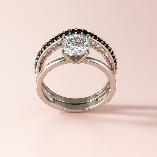 Dual Band Solitaire Ring - MIOR JEWELS