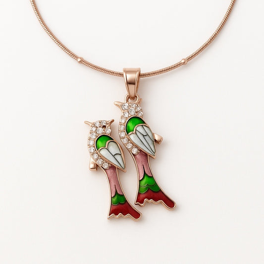 Vibrant Parrot Rose Gold Pendant - MIOR JEWELS