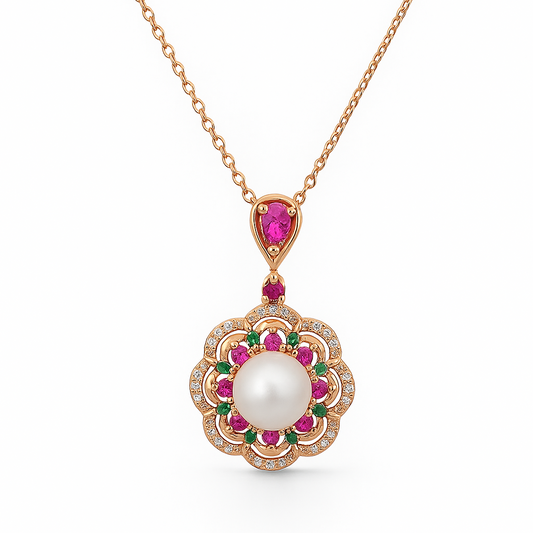 Royal Pearl Rose Gold Chain Pendant