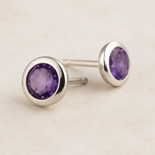 Elegant Purple Silver Studs - MIOR JEWELS