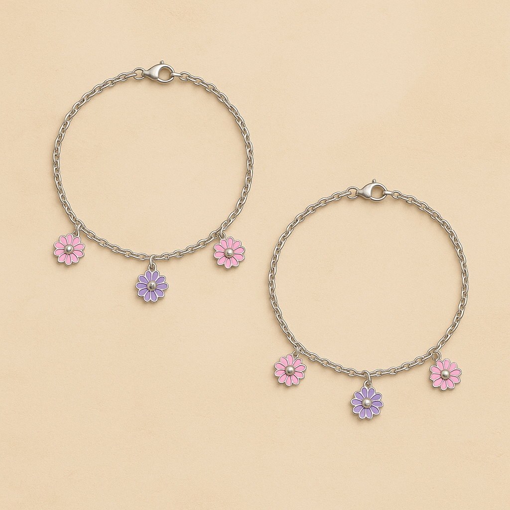 Floral Triplet Anklets Pair - MIOR JEWELS