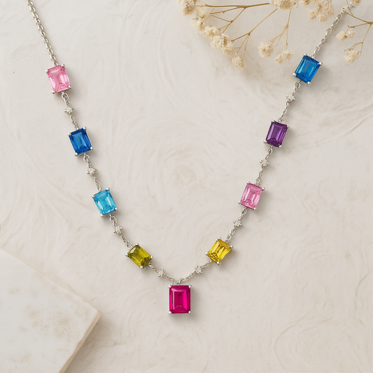 Geometric Stone Chain Pendant - MIOR JEWELS