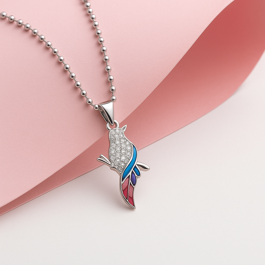 Exotic Parrot Silver Chain Pendant - MIOR JEWELS