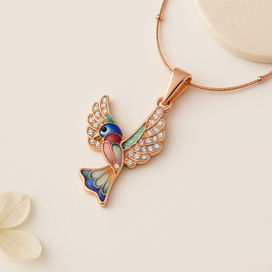 Enamel Parrot Rose Gold Pendant