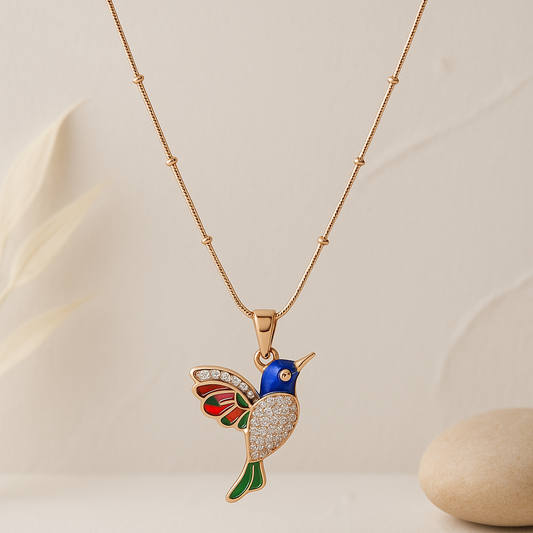 Gleaming Parrot Crest Rose Gold Chain Pendant