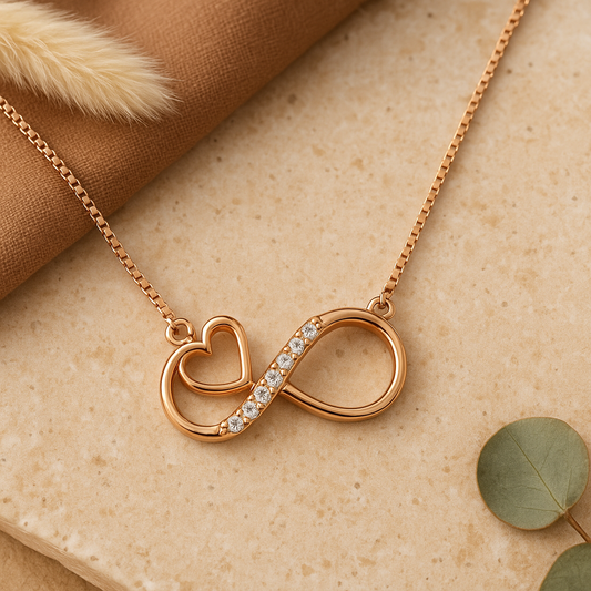 Infinity Blush Rose Gold Chain Pendant - MIOR JEWELS