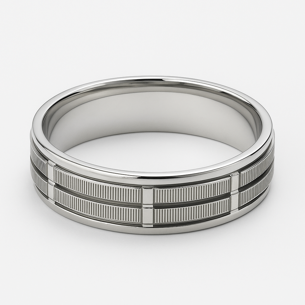 Geometric Mens Silver Band - MIOR JEWELS